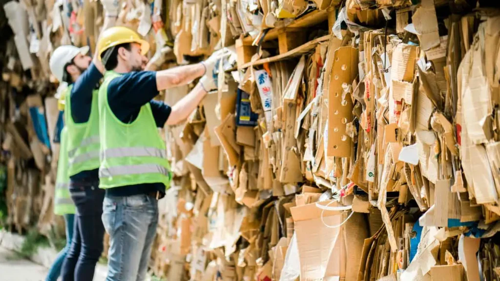 Team collecting cardboard waste from a Cardiff business location