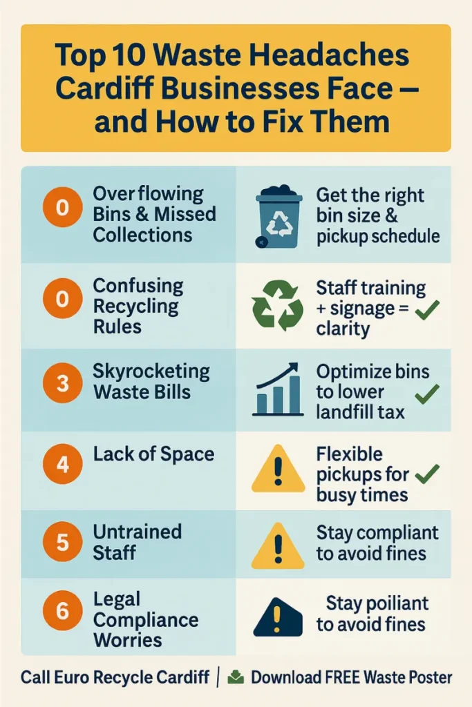 Euro Recycle Waste Management Waste management challenges and solutions for Cardiff businesses including bins, offices, and eco systems